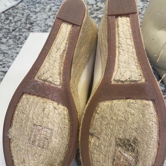 J. Crew Cream Canvas Espadrille Flats with Black Cap Toe - Picture 4 of 10